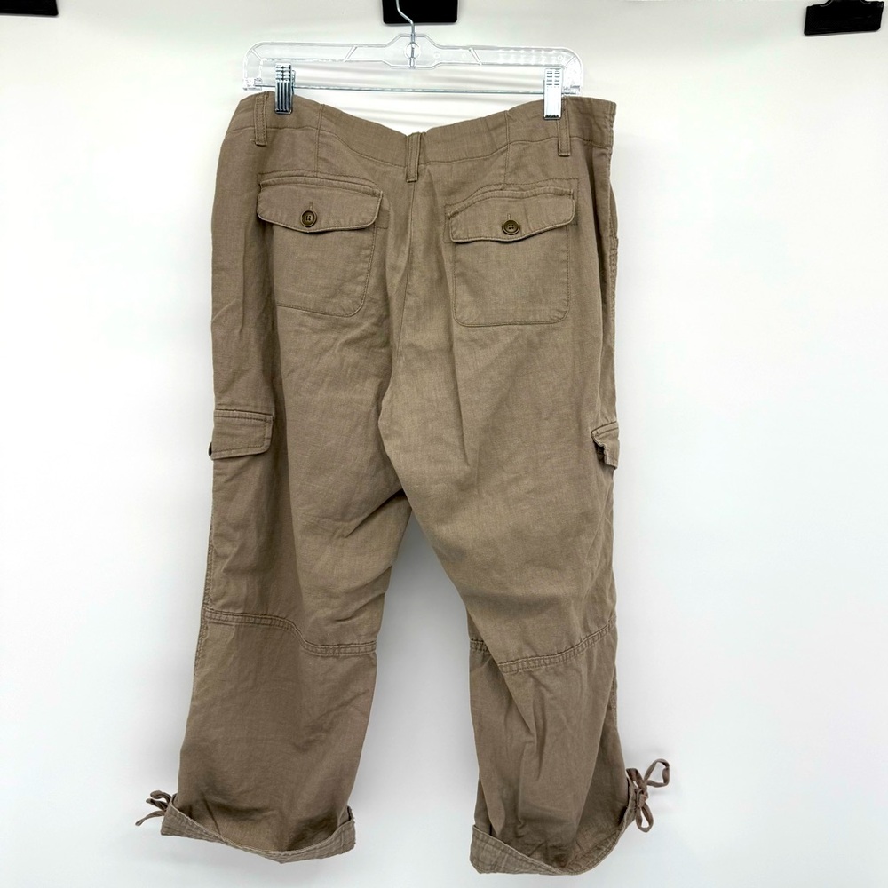 Ruff Hewn Utility Cargo Pants‎ Sz 8 Tan Linen Cotton Blend Capri Length Gorpcore - Picture 4 of 11
